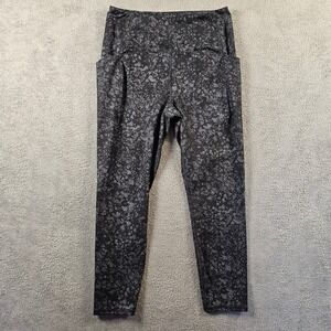 RBX Womens XL High Waisted Activewear Leggings Pockets Grey Black Print